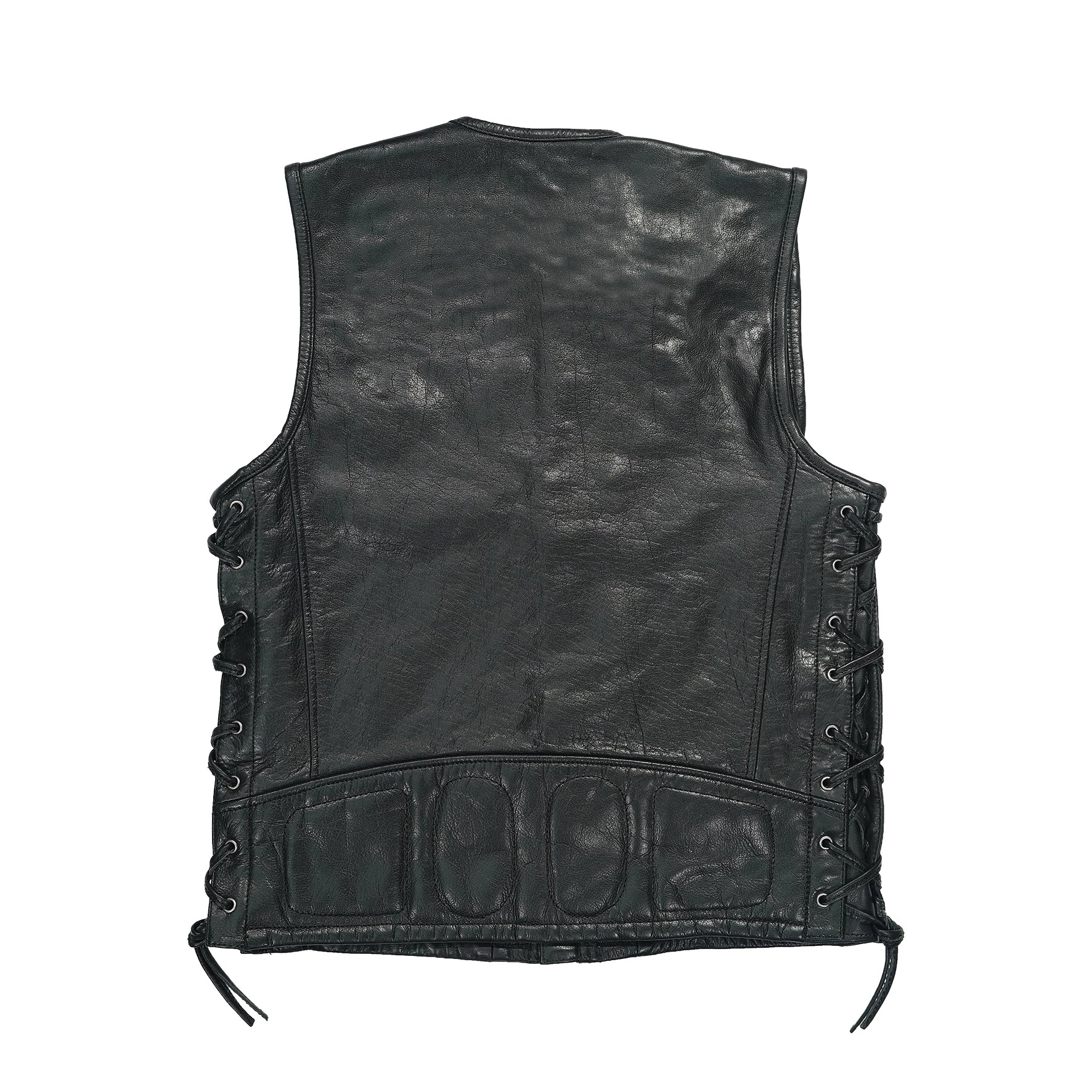 Chaleco de piel negra para motoclubes de España hecho a medida