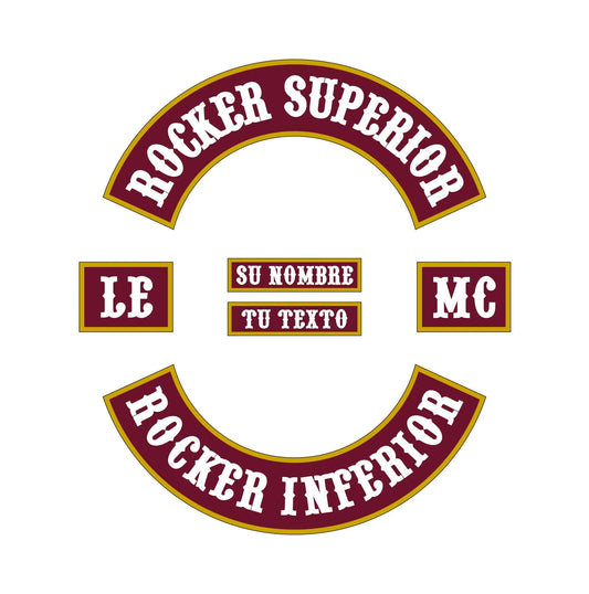 Kit de parches para club de motociclistas LE MC con rockers, nombre, título y distintivos bordados