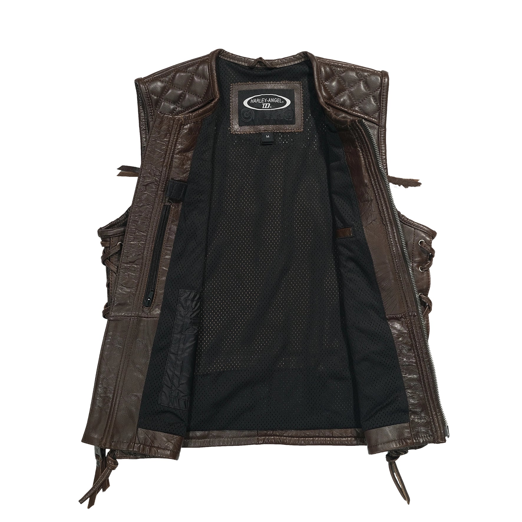 Chaleco artesanal de cuero para motoclubes españoles con emblemas