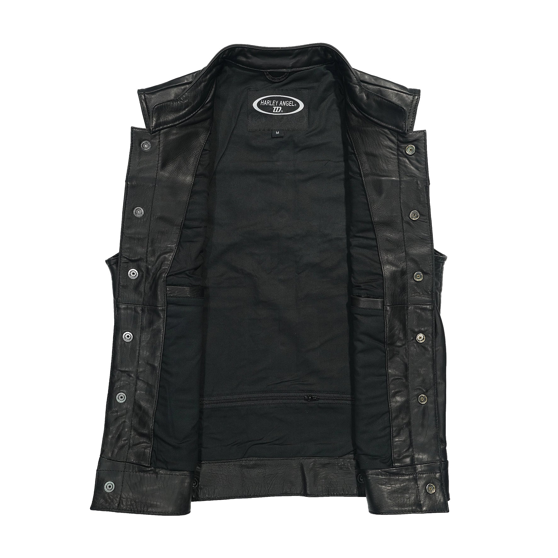 Chaleco de piel genuina para clubes MC y RC en España, diseño clásico.