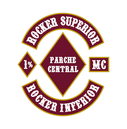 Parches personalizados para chaleco de motero: superior, inferior, logotipo central, MC y parche 1%