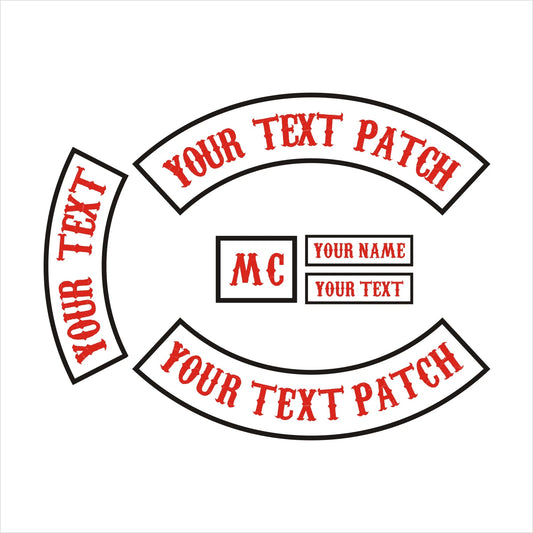 Set de Parches Bordados Personalizados para Motoclub – Top Rocker + Bottom Rocker + Nombre + Título + Side Rocker