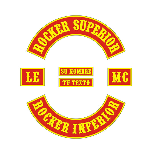Set completo de parches bordados personalizados LE MC con rocker superior, rocker inferior, parche LE, MC, nombre y título