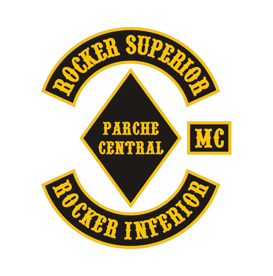 Parche completo para chaleco motero – Rocker superior + inferior + logo central + MC personalizado