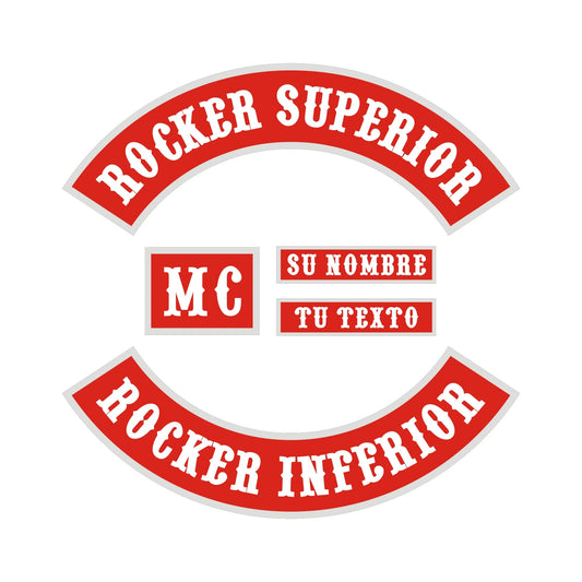 Parches Bordados Personalizados para Motoclub – Top Rocker + Bottom Rocker + MC + Nombre